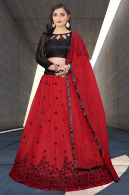 BIPIN ENTERPRISE Embroidered Semi Stitched Lehenga Choli(Red)