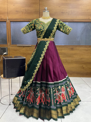 SHREE CREATION Self Design Semi Stitched Lehenga Choli(Purple)