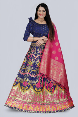 nv patel Embellished Semi Stitched Lehenga Choli(Yellow)