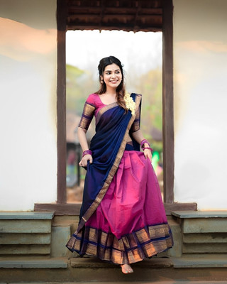 SWAMI STUDIO Solid Semi Stitched Lehenga Choli(Pink)