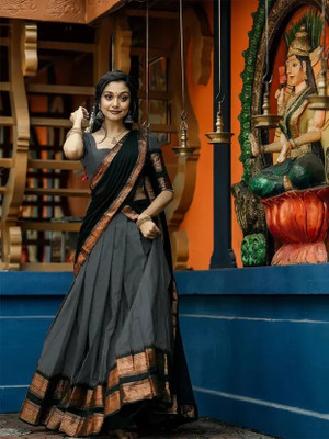 Fayba Self Design Semi Stitched Lehenga Choli(Grey)