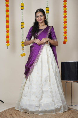 Sonu Creation Self Design Semi Stitched Lehenga Choli(Purple)