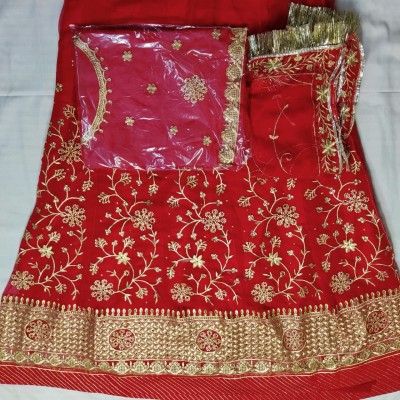 Tashree Embroidered Semi Stitched Rajasthani Poshak(Red)