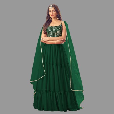 IYALAFAB Self Design Semi Stitched Lehenga Choli(Green)