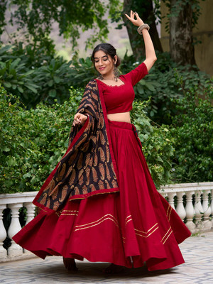 AAYUSHYAM ENTERPRISE Self Design Semi Stitched Lehenga Choli(Maroon)