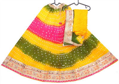 Sk Bhandhej Embroidered Semi Stitched Lehenga Choli(Multicolor)