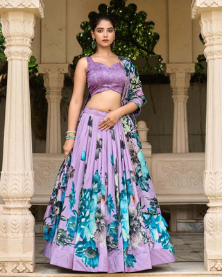NTraditions Floral Print Semi Stitched Lehenga Choli(Multicolor)
