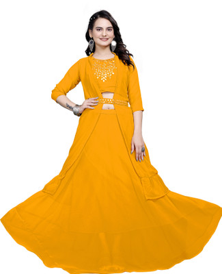 SK LIFESTYLE Embellished Stitched Lehenga with Jacket(Yellow)