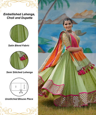 DD's creation Digital Print Semi Stitched Lehenga Choli(Green)