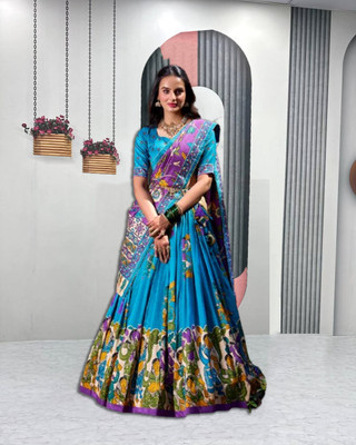 MITRABIZ Self Design Semi Stitched Lehenga Choli(Light Blue)