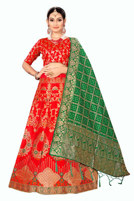 GRANTH MANIAFAB Self Design Semi Stitched Lehenga Choli(Orange)