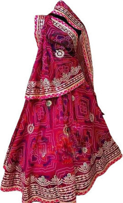 Tanush fashion Bandhani Semi Stitched Lehenga Choli(Pink)