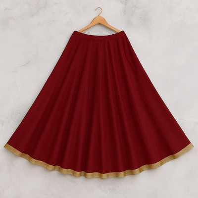 lazyandcrazy shop Self Design Semi Stitched Lehenga Skirt(Maroon)