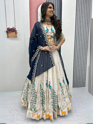 Niza Fashion Printed Semi Stitched Lehenga Choli(Multicolor)