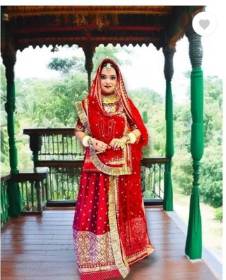 Shreemanji trading Embroidered Semi Stitched Lehenga Choli(Red)