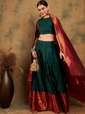 SANGARIA Self Design Semi Stitched Lehenga Choli(Green)