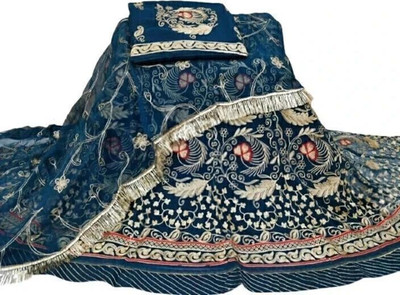 SHREE AMBEY TRADING Embroidered Semi Stitched Rajasthani Poshak(Blue)