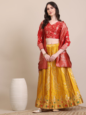 Harshiv Textile Self Design Semi Stitched Lehenga Choli(Multicolor)