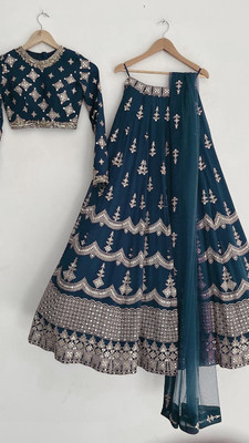 Apnisha Embroidered Semi Stitched Lehenga Choli(Multicolor)