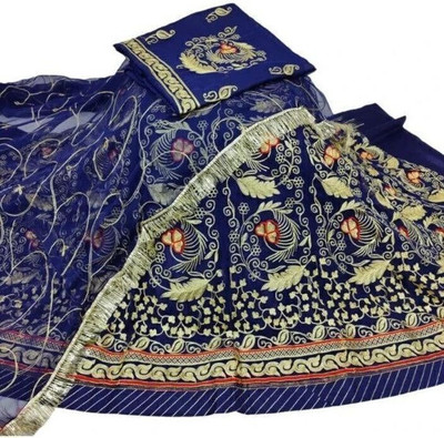 SHREE AMBEY TRADING Embroidered Semi Stitched Rajasthani Poshak(Dark Blue)