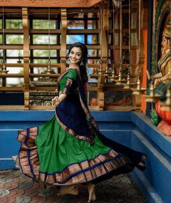 Harshiv Textile Self Design Semi Stitched Lehenga Choli(Light Green)