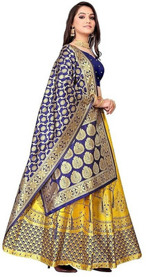 SWAMI STUDIO Self Design Semi Stitched Lehenga Choli(Gold)
