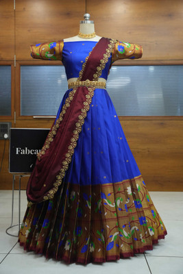 SHREE CREATION Self Design Semi Stitched Lehenga Choli(Dark Blue)