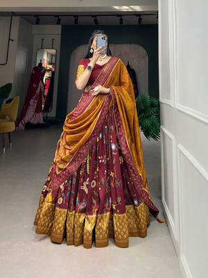 NexusForceHub Floral Print Semi Stitched Lehenga Choli(Multicolor)