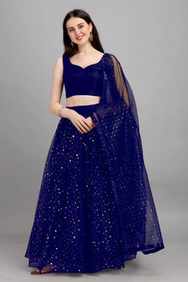 Raquel Self Design Semi Stitched Lehenga Choli(Dark Blue)
