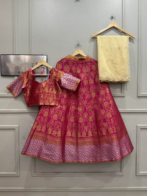 SHREE CREATION Printed Semi Stitched Lehenga Choli(Pink)