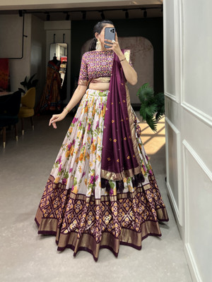NTraditions Self Design Semi Stitched Lehenga Choli(Purple)