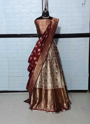 Harshiv Textile Embellished Semi Stitched Lehenga Choli(Maroon)