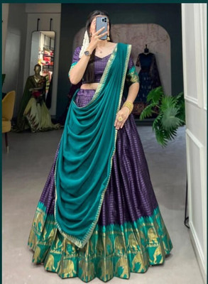 HOUSE OF COMMON Self Design Semi Stitched Lehenga Choli(Purple)
