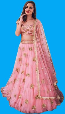 FULPARI Embroidered Semi Stitched Lehenga Choli(Pink)