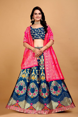 SWAMI STUDIO Embellished Semi Stitched Lehenga Choli(Light Blue)