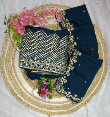 R K ENTERPRISE Embroidered Semi Stitched Lehenga Choli(Blue)