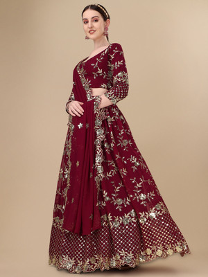 RENCY CREATION Embroidered Semi Stitched Lehenga Choli(Maroon)