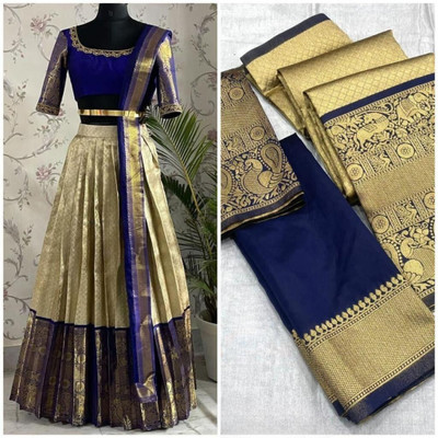 HOUSE OF COMMON Self Design Semi Stitched Lehenga Choli(Blue)