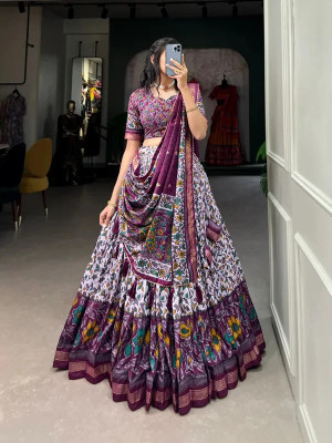 vibeforcehub Floral Print Semi Stitched Lehenga Choli(Multicolor)