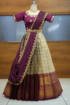 Fabcartz Self Design Semi Stitched Lehenga Choli(Purple)