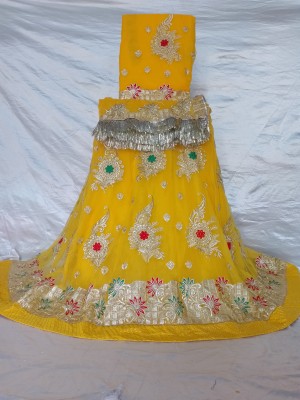 Guru Creations Embroidered Semi Stitched Rajasthani Poshak(Yellow)