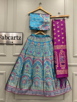 SHREE CREATION Self Design Semi Stitched Lehenga Choli(Light Blue)