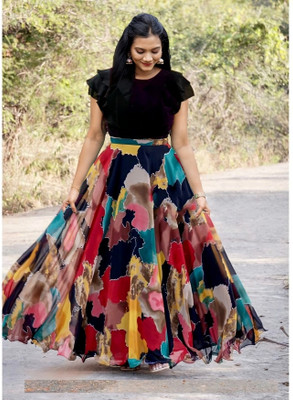 Aika Printed Stitched Lehenga & Crop Top(Multicolor)
