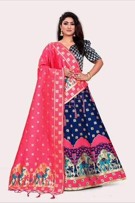 HOUSE OF COMMON Self Design Semi Stitched Lehenga Choli(Multicolor)