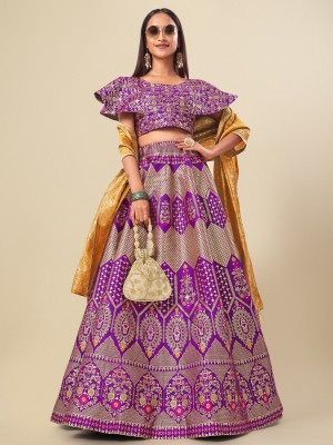 PURVAJA Self Design Semi Stitched Lehenga Choli(Purple)
