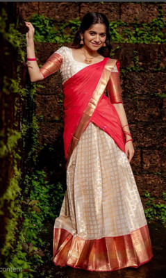 Harshiv Textile Self Design Semi Stitched Lehenga Choli(Red)