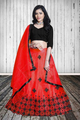 BIPIN ENTERPRISE Embroidered Semi Stitched Lehenga Choli(Red)