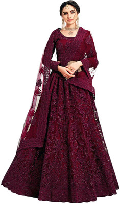 Apnisha Embroidered Semi Stitched Lehenga Choli(Multicolor)