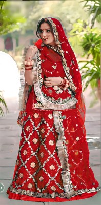 shyamlata Embroidered Semi Stitched Rajasthani Poshak(Red)