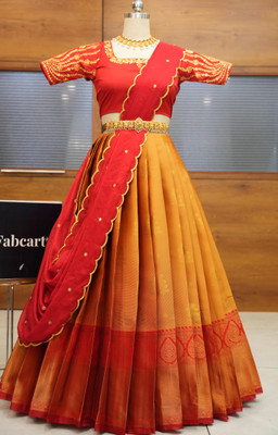 SHREE CREATION Self Design Semi Stitched Lehenga Choli(Orange)